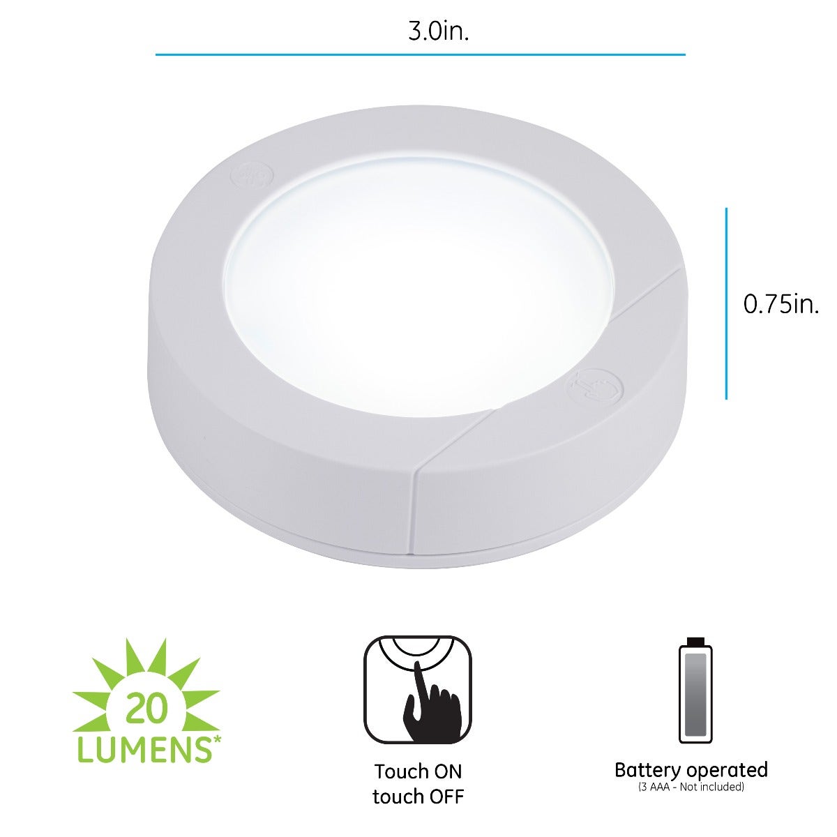 GE Battery Operated LED Puck Light, 4 Pack, White