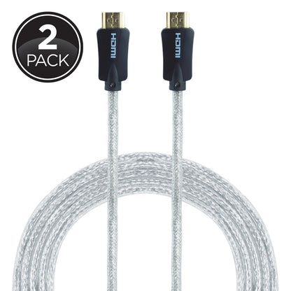 GE Pro Premium 6 ft. HDMI Cable with Ethernet, Silver, 2 Pack