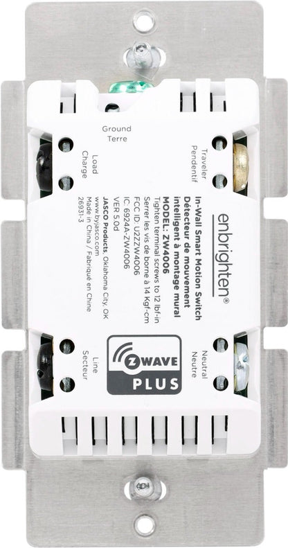 Enbrighten Z-Wave In-Wall Smart Motion Switch, White/Almond