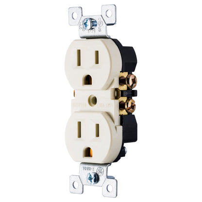 GE Grounding Duplex Receptacle, Light Almond