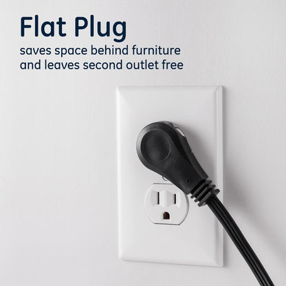 GE 3-Outlet 8ft. Extension Cord with Right-Angle Plug, Black