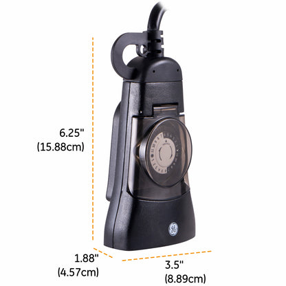 GE Indoor/Outdoor 24-Hour Programmable Mechanical Timer, 2 Pack, Black