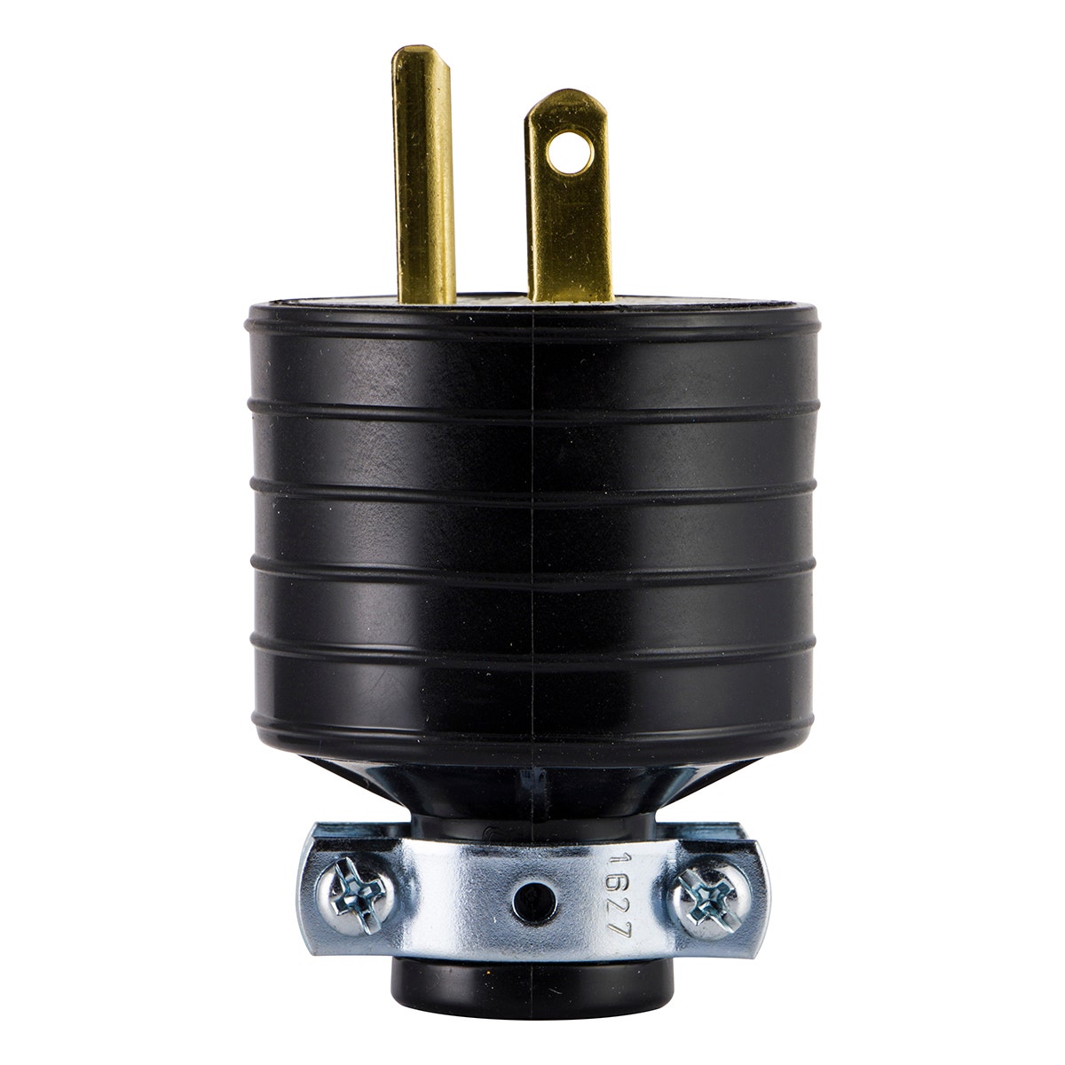 GE Heavy Duty Grounding Plug with Metal Clamp, Black