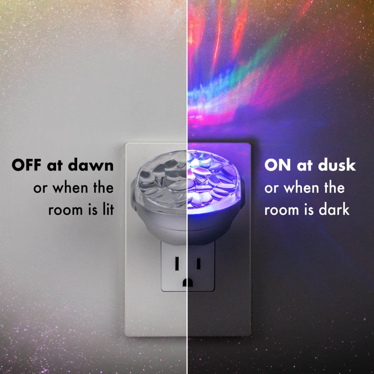 Projectables Northern Lights Light Sensing LED Night Light, Silver