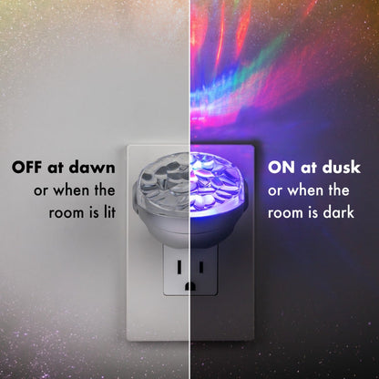Projectables Northern Lights Light Sensing LED Night Light, Silver