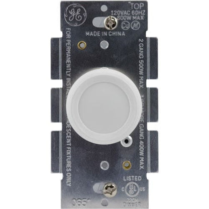 GE Push On/Off Dimmer, White/Almond