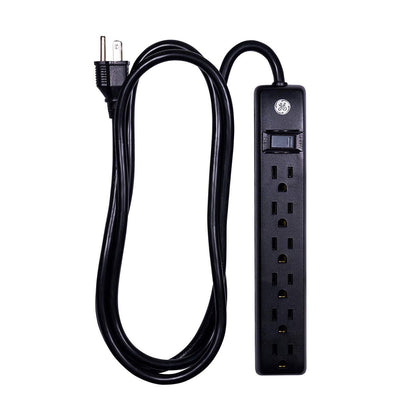 GE 6-Outlet 6ft. Power Strip, Black