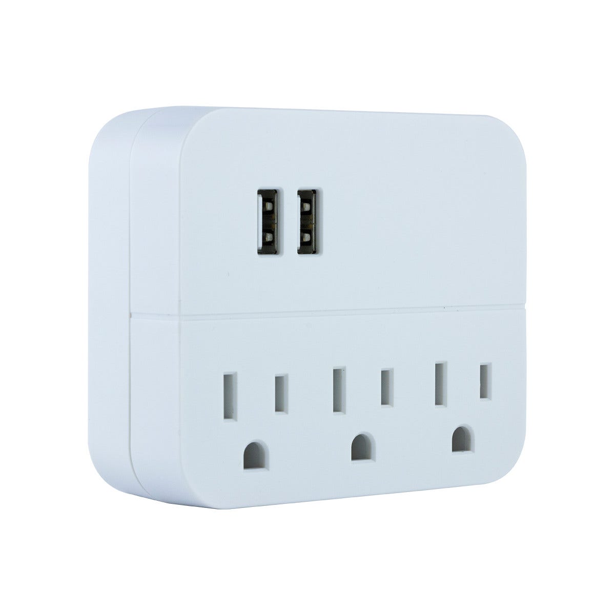 GE 3-Outlet 2-USB Wall Charger, White