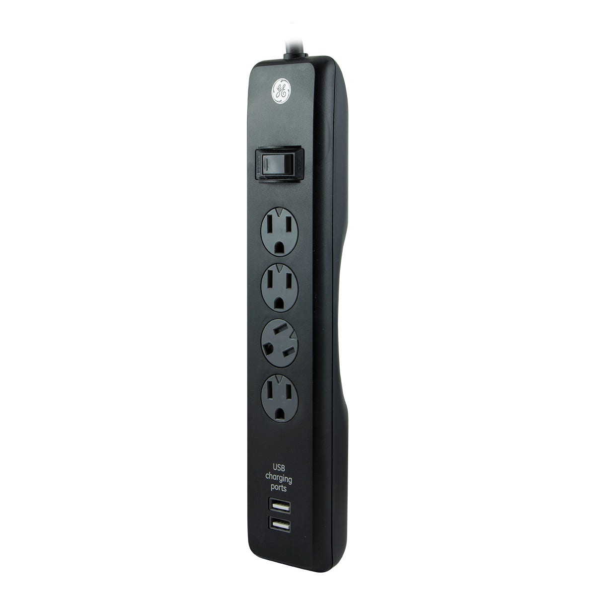 GE 4-Outlet 2-USB  6ft. Surge Protector, Black