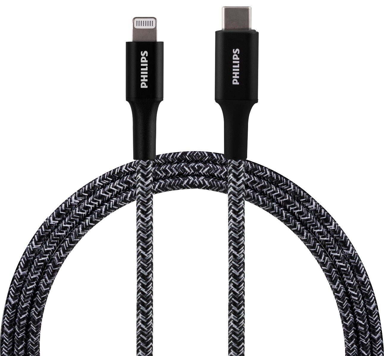 Philips 3ft. USB-C to Lightning Charging Cable with Braided Cord, Black