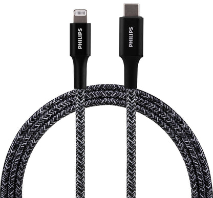 Philips 3ft. USB-C to Lightning Charging Cable with Braided Cord, Black