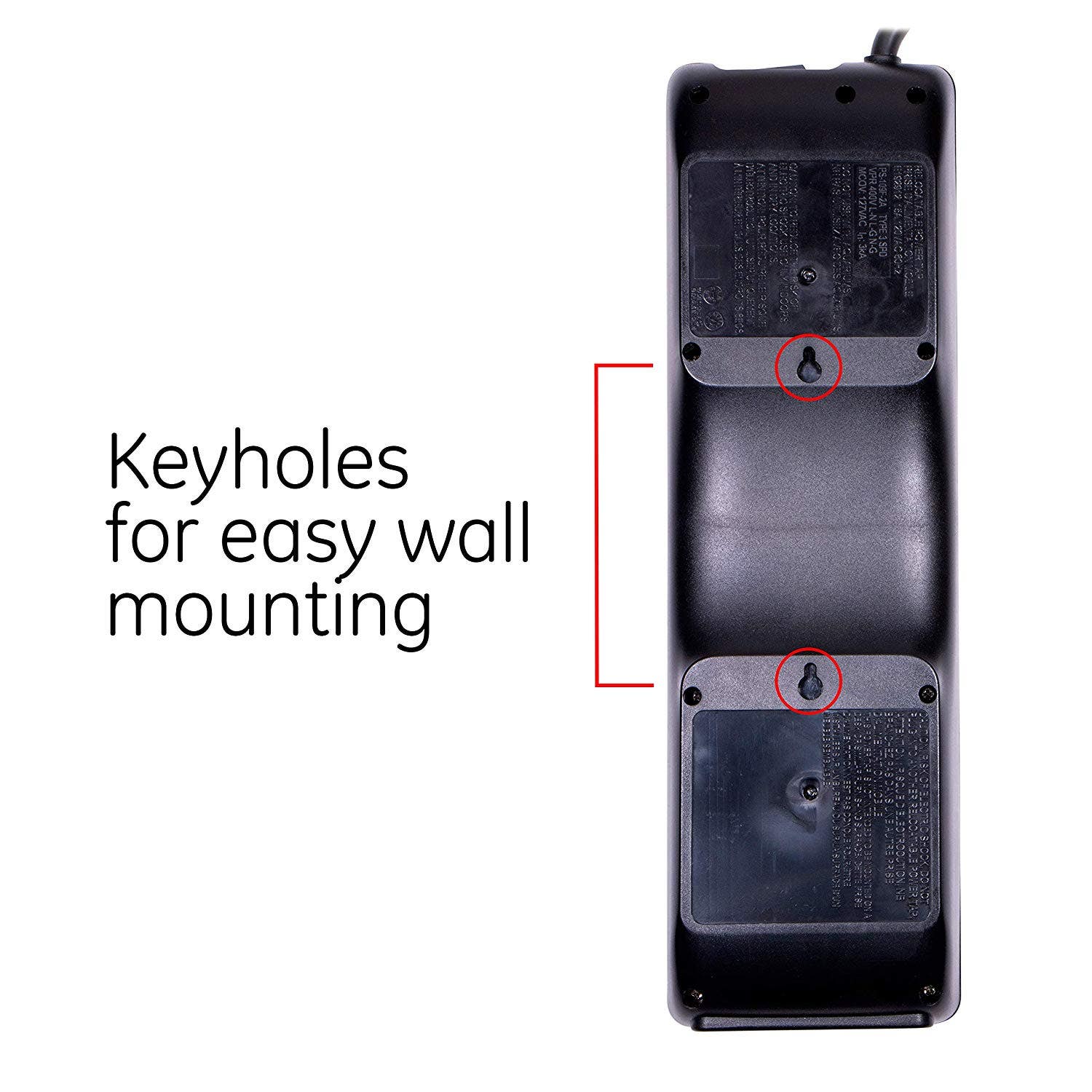 GE 10-Outlet 2-USB 6ft. Surge Protector With Twist-To-Close Safety Covers, Black