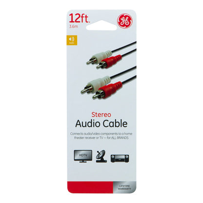 GE 12ft. RCA Audio Cable, Black