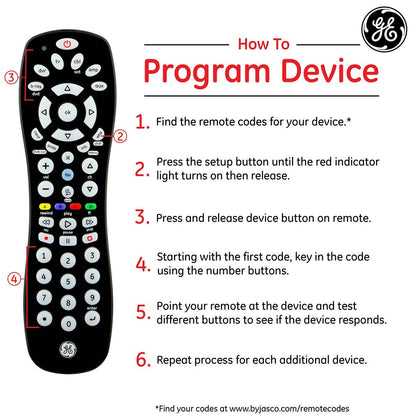 GE 6-Device Universal Remote, Black