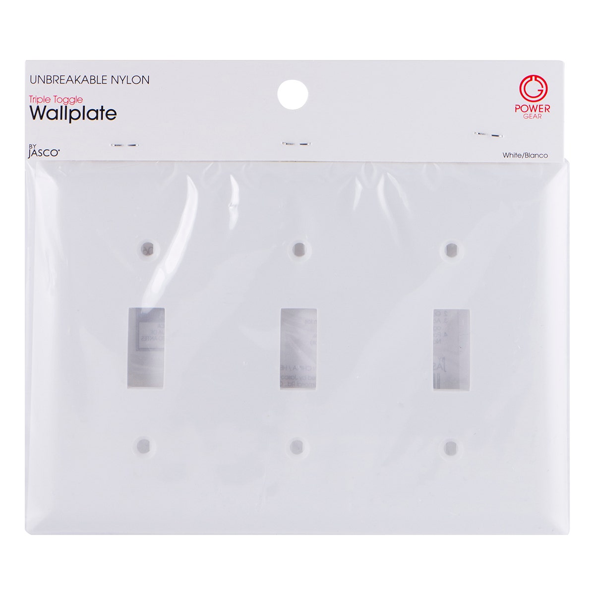 Power Gear Triple Toggle Light Switch Wallplate, White