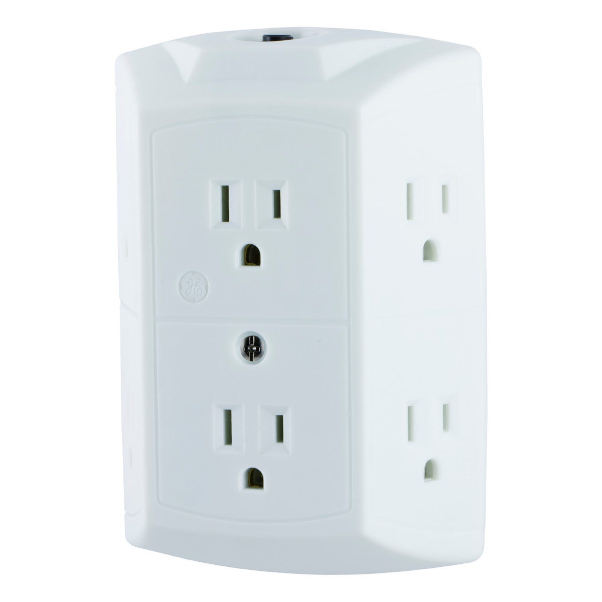GE 6-Outlet Wall Tap with Resettable Circuit Breaker, White