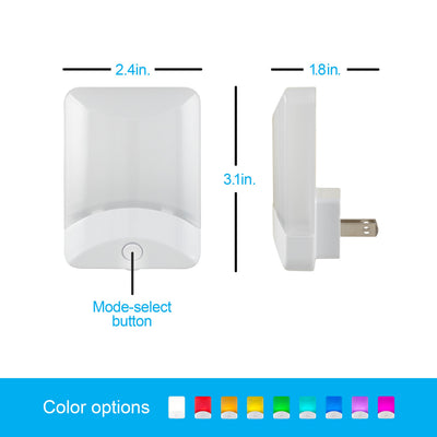 GE Color Changing Light Sensing LED Night Light, 2 Pack, White