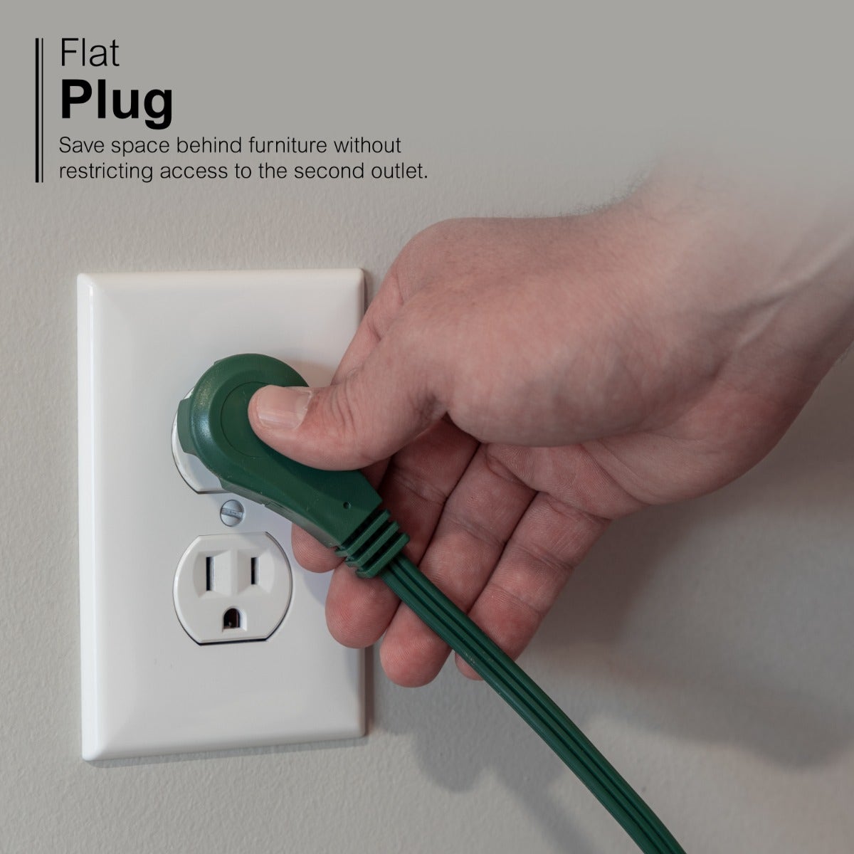 GE 3-Outlet 3ft. Extension Cord with Right-Angle Plug, Green