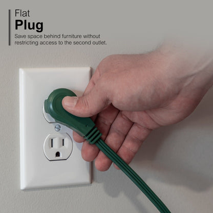 GE 3-Outlet 3ft. Extension Cord with Right-Angle Plug, Green