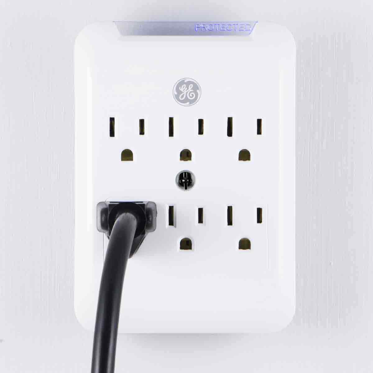 GE 6-Outlet Wall Tap with Surge Protection, White