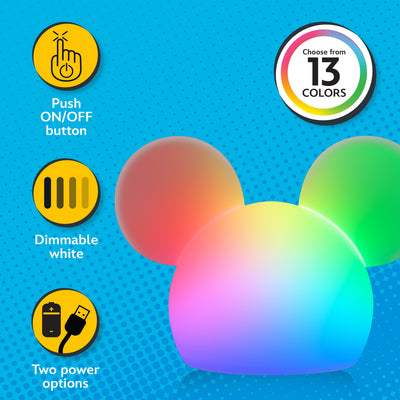 Disney Mickey Mouse Color-Changing Tabletop LED Night Light, White
