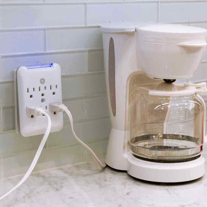 GE 6-Outlet Wall Tap with Surge Protection, White