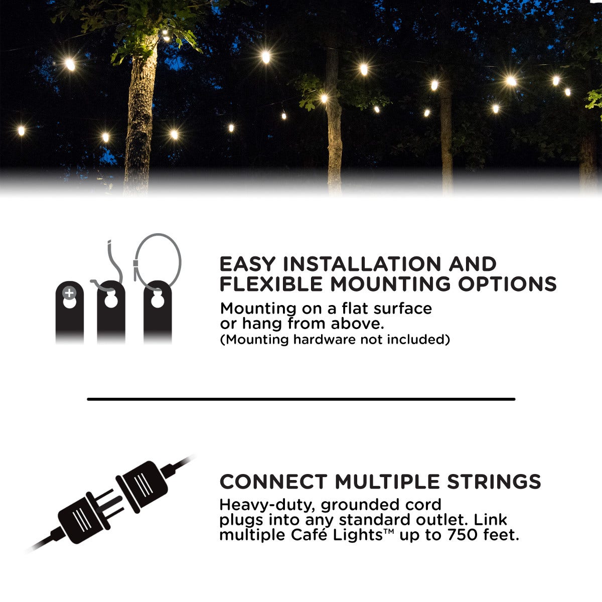 Enbrighten Classic LED Cafe Lights, 9 Bulbs, 18ft. Black Cord