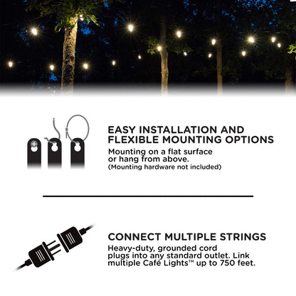 Enbrighten Classic LED Cafe Lights, 9 Bulbs, 18ft. Black Cord