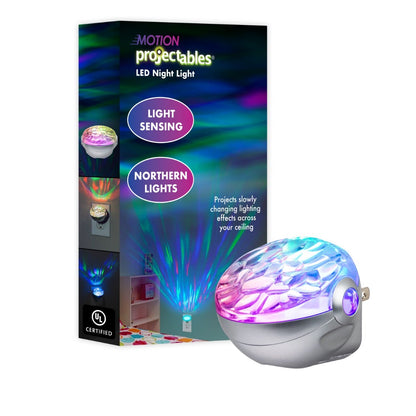Projectables Northern Lights Light Sensing LED Night Light, Silver