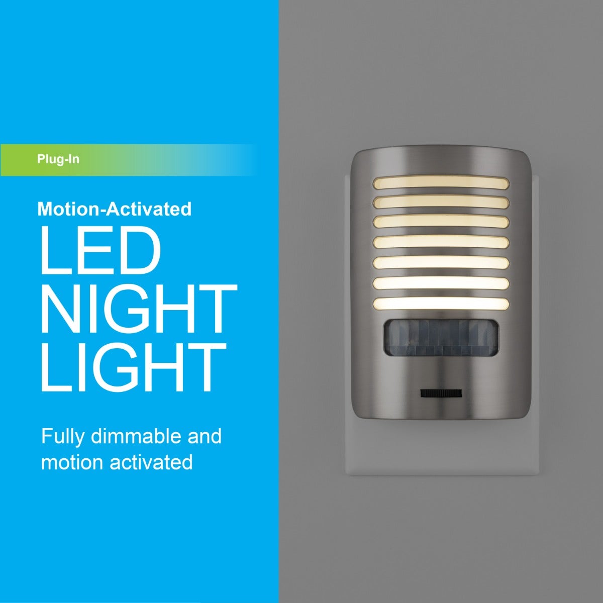 GE Motion Sensing Dimmable LED Night Light, Brushed Nickel