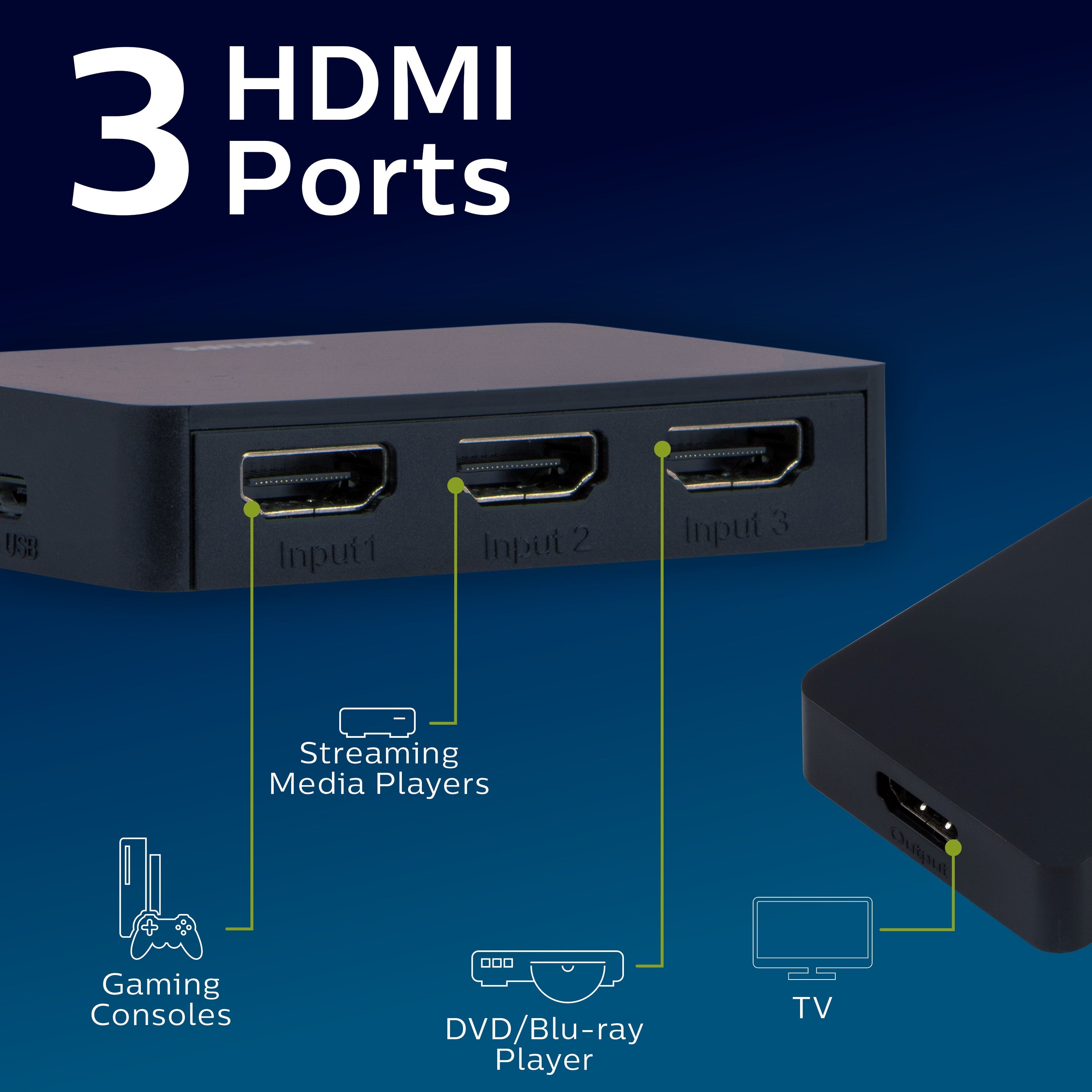 Philips 3-Device HDMI Switch, Black