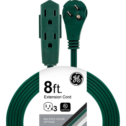 GE 3-Outlet 8ft. Extension Cord with Right-Angle Plug, Green
