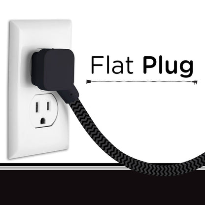 Cordinate 3-Outlet 10ft. Braided Extension Cord with Surge Protection, Black/Gray