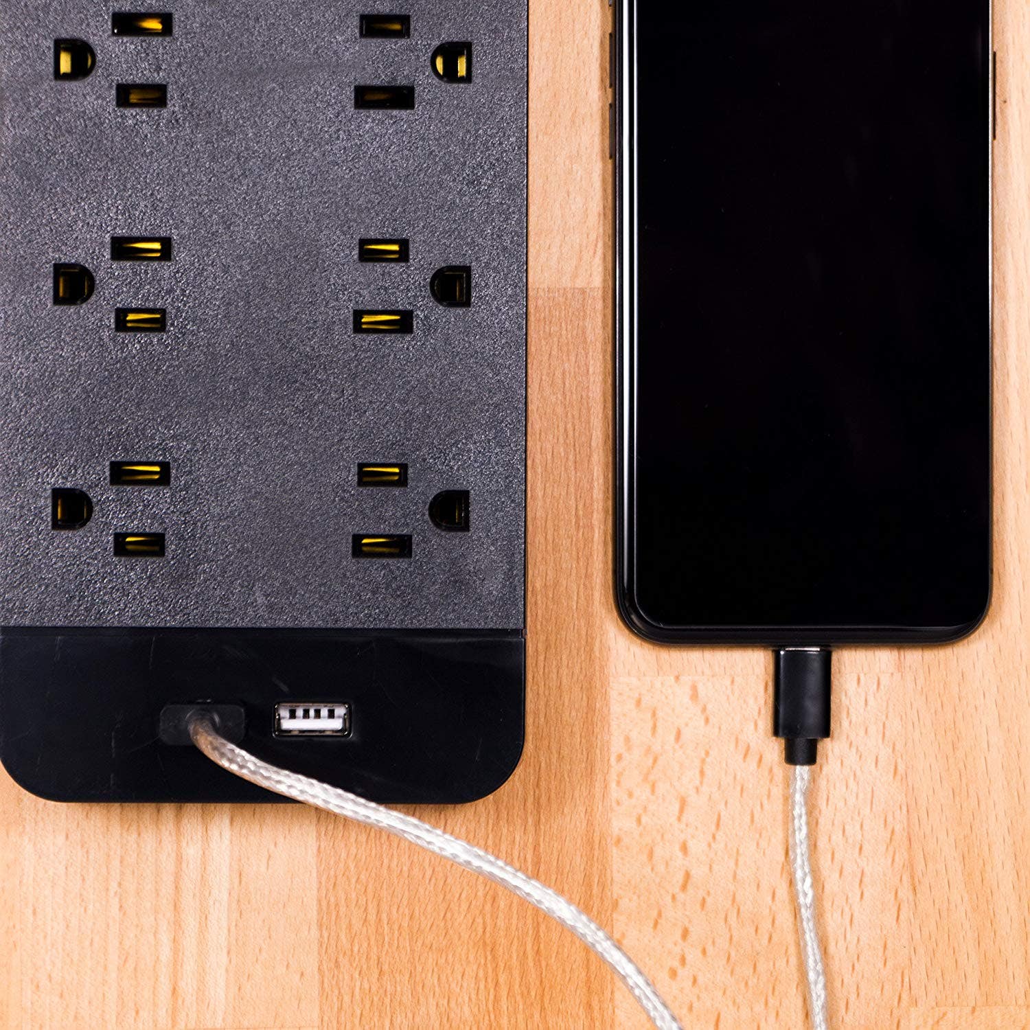 GE UltraPro 10-Outlet 2-USB 4ft. Surge Protector, Black