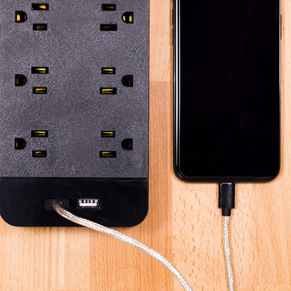 GE UltraPro 10-Outlet 2-USB 4ft. Surge Protector, Black