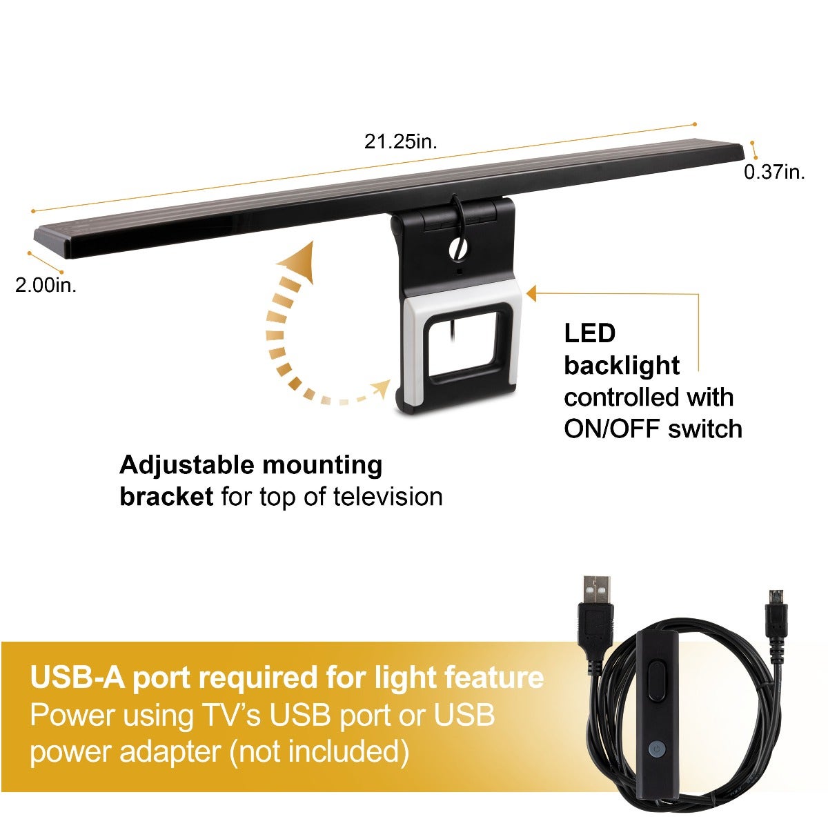 GE Enlighten HD Antenna with Color Changing Bias LED Lighting, Black