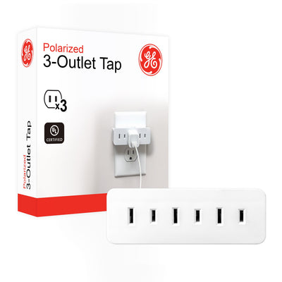 GE 3-Outlet Polarized Wall Tap, White