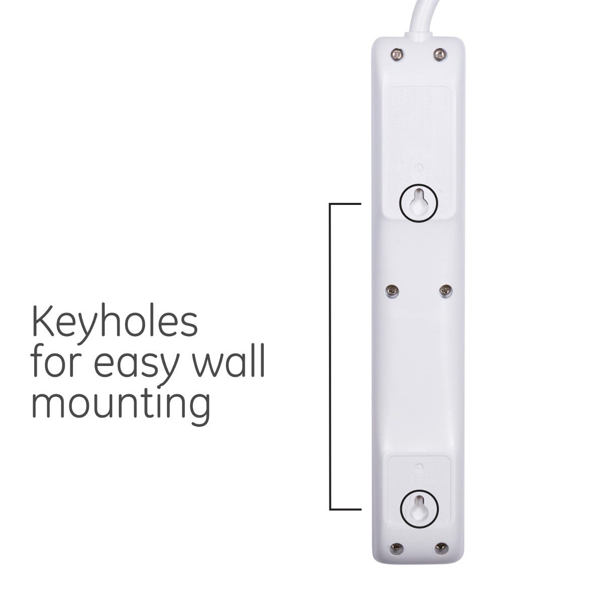 GE 6-Outlet 2ft. Power Strip, 2 Pack, White