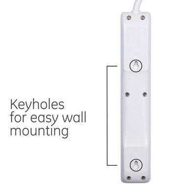 GE 6-Outlet 2ft. Power Strip, 2 Pack, White