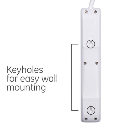 GE 6-Outlet 2ft. Power Strip, 2 Pack, White
