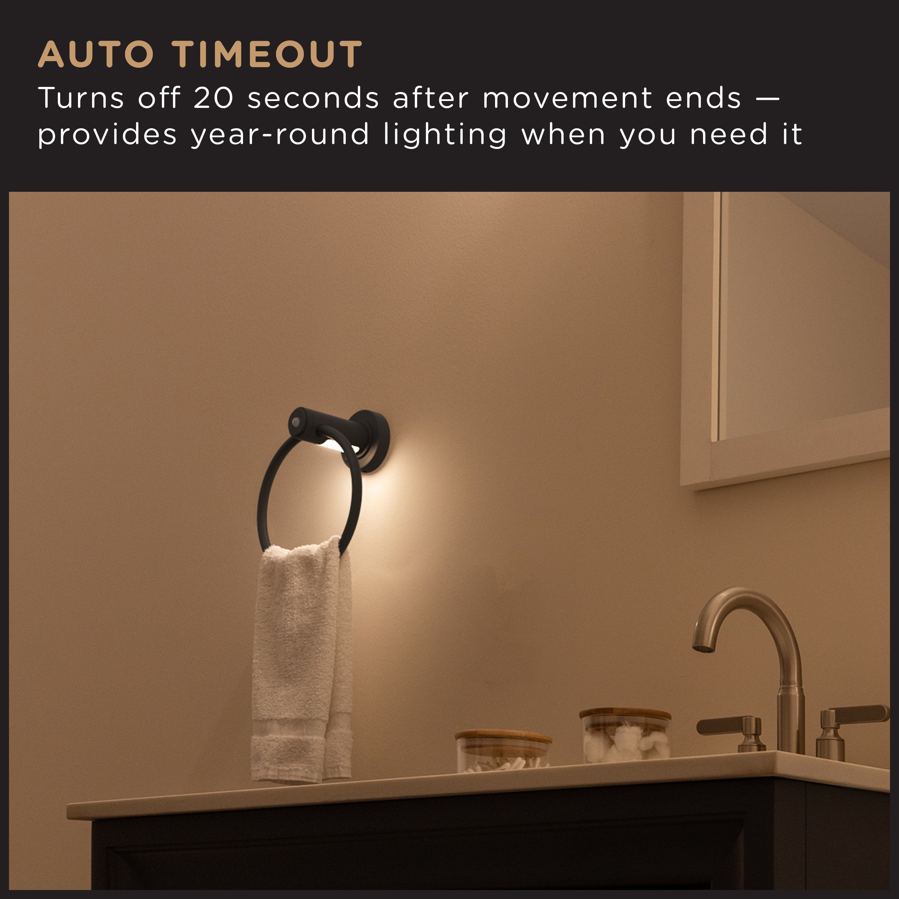 Enbrighten LED Motion Sensing Bathroom Lighting Bundle, Matte Black