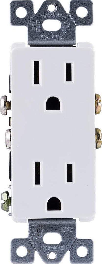 GE Grounding Duplex Receptacle, White