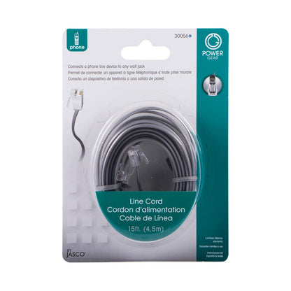 Power Gear 15 ft. Phone Line Cord, Gray