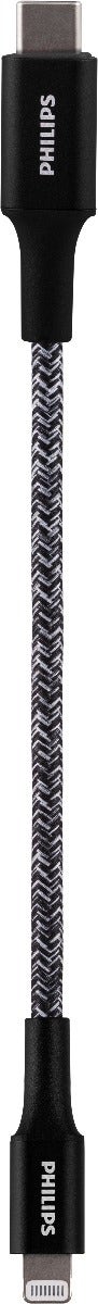 Philips 6in. USB-C to Lightning Charging Cable with Braided Cord, Black