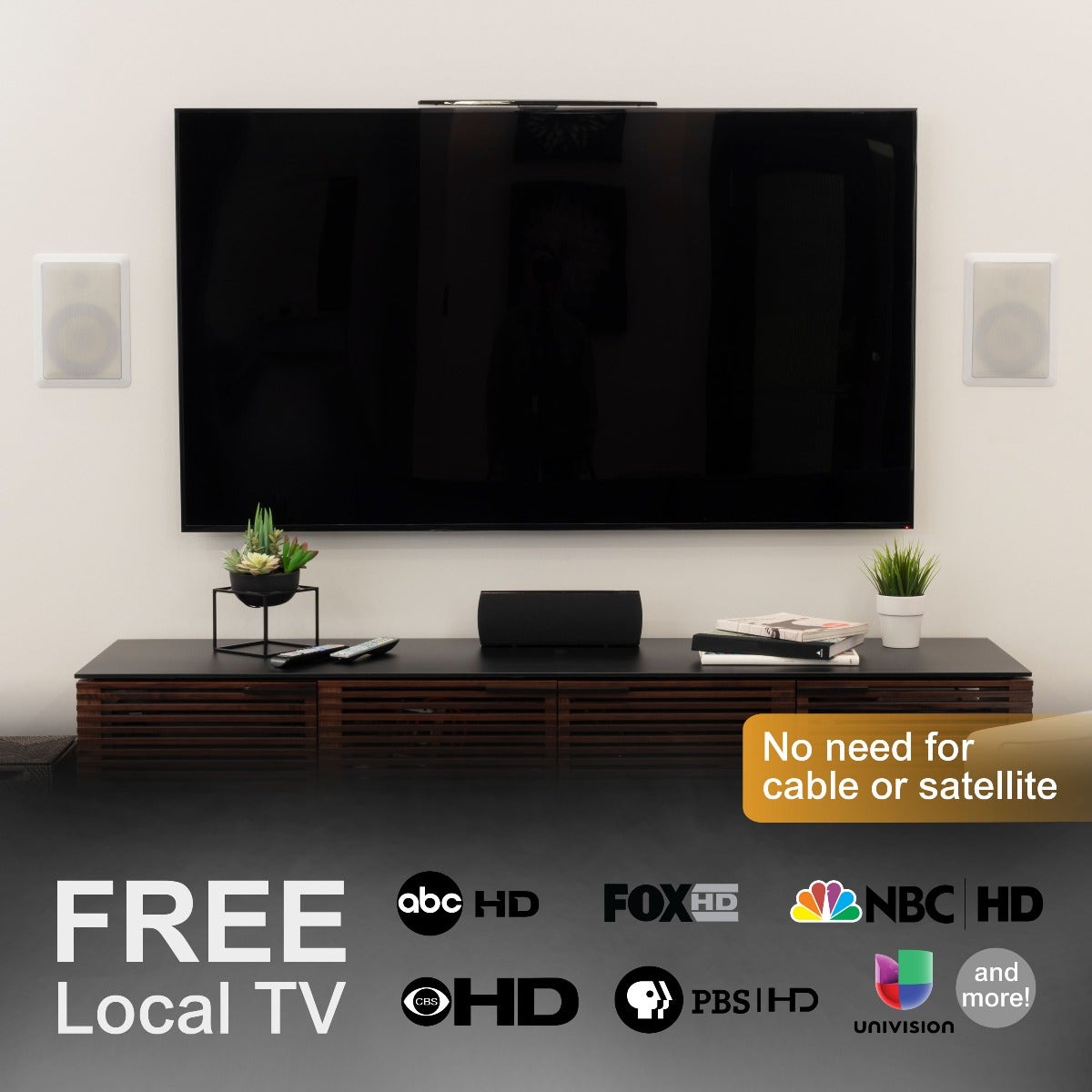 GE Enlighten HD Antenna with Color Changing Bias LED Lighting, Black