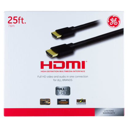 GE 25ft. HDMI Cable with Ethernet, Black