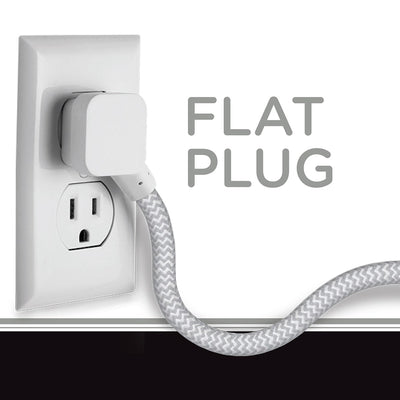 Cordinate 3-Outlet 10ft. Braided Extension Cord, White/Gray
