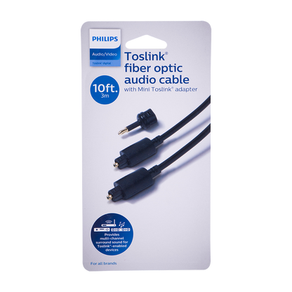 Philips 10 ft. Toslink Fiber Optic Audio Cable, Black