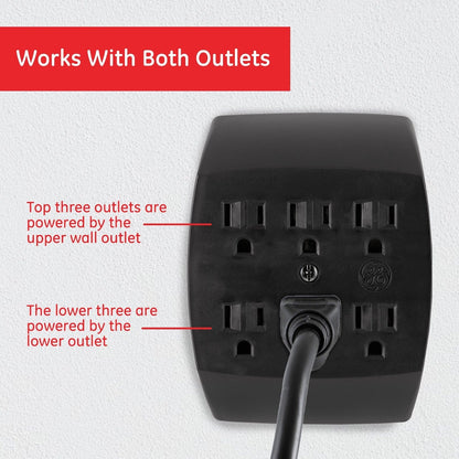 GE 6-Outlet Wall Tap, Black