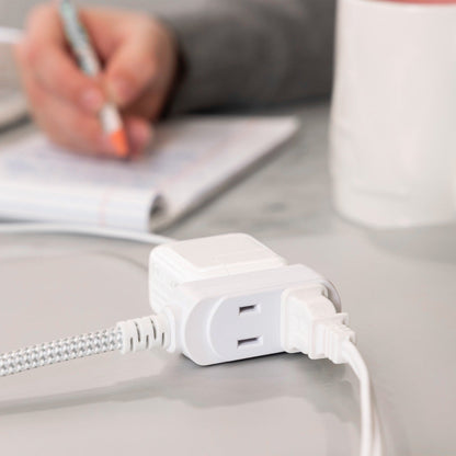 Cordinate 3-Outlet 8ft. Braided Extension Cord, Gray/White